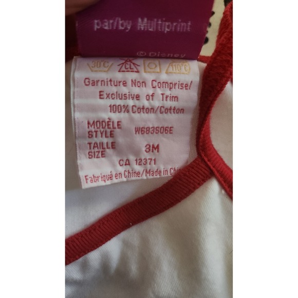 Disney Winnie the Pooh Baby Crop Top Red 3M(fits 12-18m) Girl's White Sleeveless - Picture 4 of 5